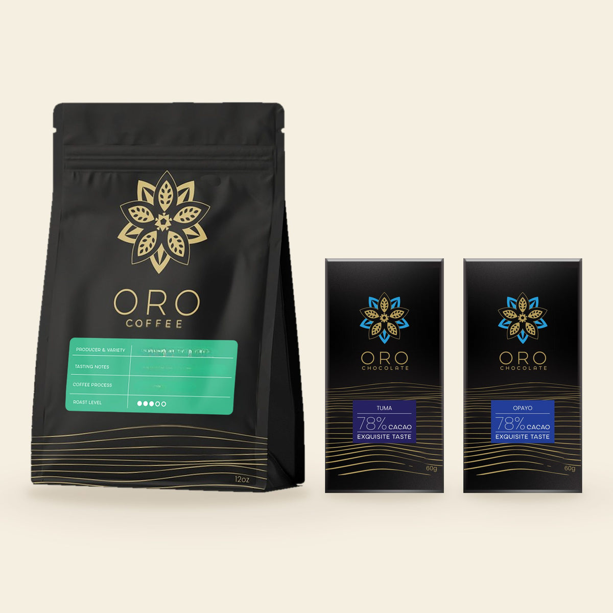 Taste corporate gift box contents: a bag of single-origin Nicaraguan coffee and two single-origin 78% bars